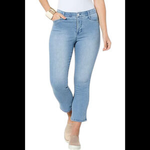 WynneDenim Performance Stretch Kick Flare Crop Jean Light Wash - Regular